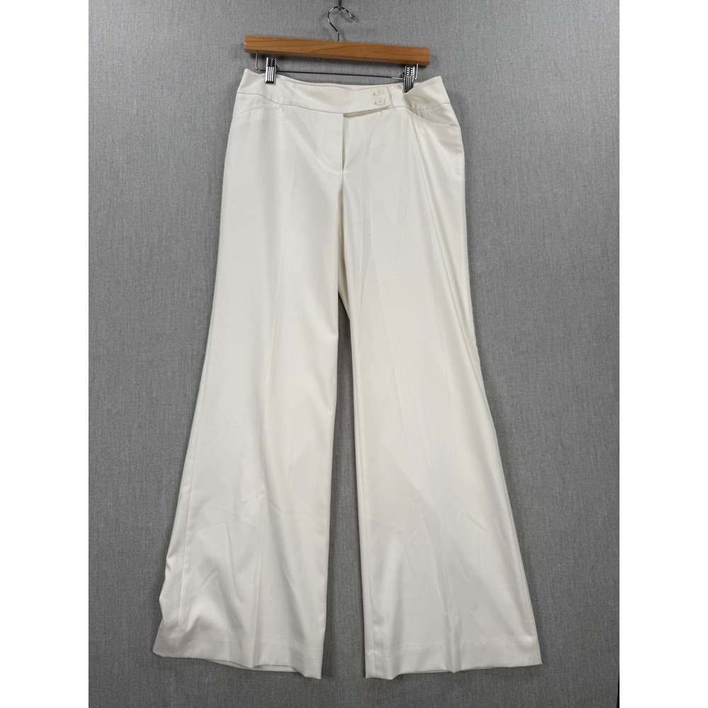 White House Black Market Legacy Wide Leg Dress Pants White Size‎ 8R 300111640